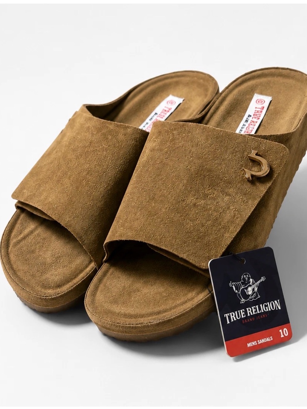True Religion Billy slide/sandles , brown / tan Men Sz 10 NWT comfort cushion